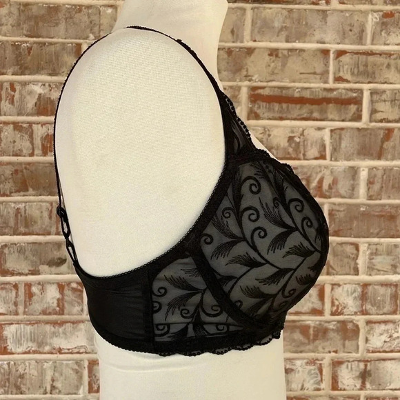 Frederick’s Of Hollywood Black Sheer Embroidered Push Up Underwire Plus Size Bra - Picture 5 of 11